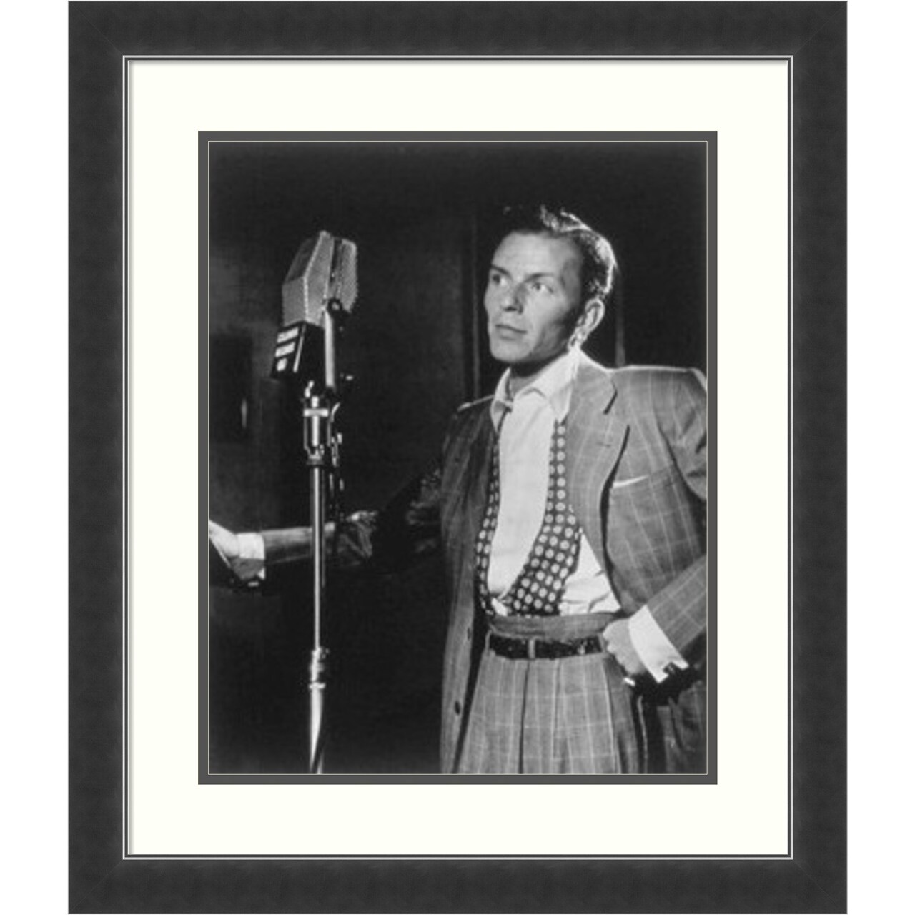 Golden Age of Jazz Frank Sinatra by William P. Gottlieb Wood Framed Wall Art Print 23 in. W x 27 in. H